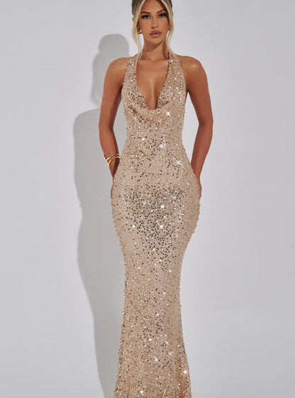 Lumière Halter Sequin Gown