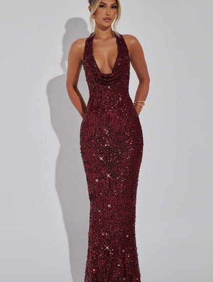 Lumière Halter Sequin Gown