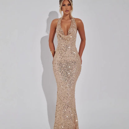 Lumière Halter Sequin Gown